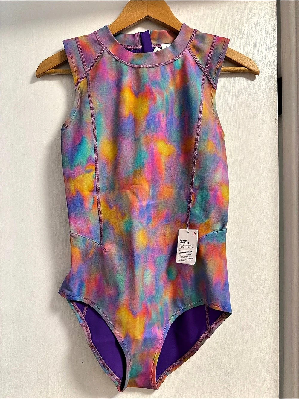 lululemon Zip-Back Paddle Suit Abstract One-Piece in Purple Multicolor Size 8